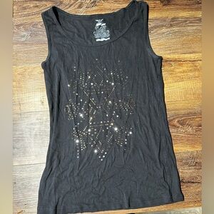 Black Tank Top with Shiny Details